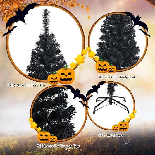 6ft Unlit Artificial Christmas Halloween Pencil Tree Black with Metal Stand-Black - Color: Black - Size: 6 ft