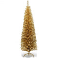 6 Feet Tinsel Tree Unlit Slim Pencil Christmas Tree-Yellow - Color: Gold - Size: 6 ft