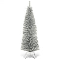 6 Feet Tinsel Tree Unlit Slim Pencil Christmas Tree-Silver with 520 Branch Tips and Folding Metal Stand - Color: Silver - Size: 6 ft