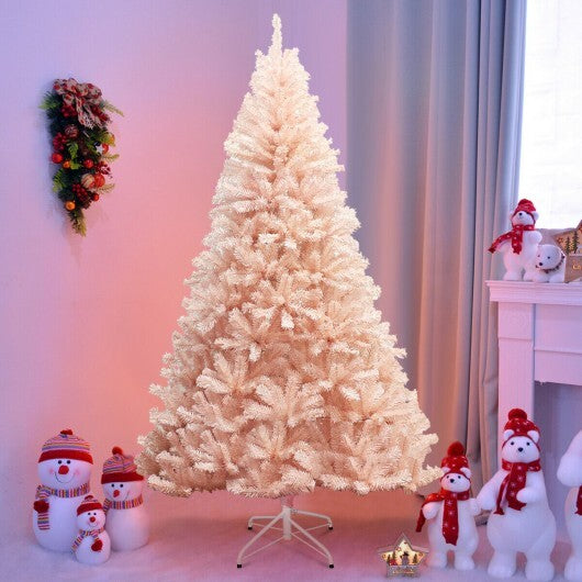 6/7 Feet Artificial Christmas Tree Hinged Full Fir Tree-6 Feet - Color: Pink - Size: 6 ft