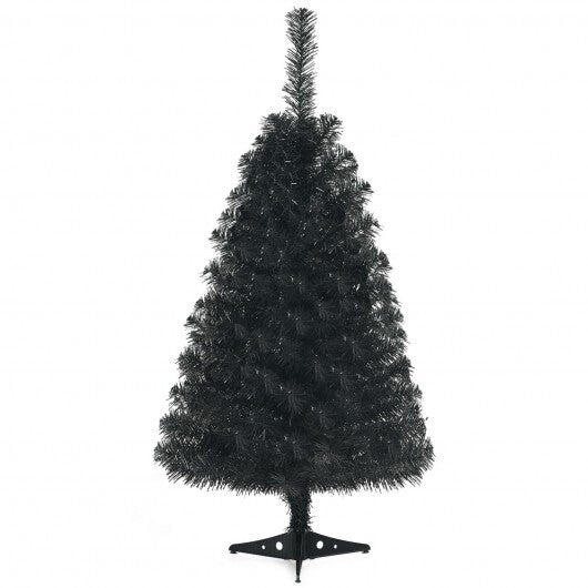 3 Feet Unlit Artificial Christmas Halloween Mini Tree with Plastic Stand-Black - Color: Black - Size: 3 ft