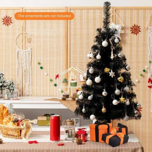 3 Feet Unlit Artificial Christmas Halloween Mini Tree with Plastic Stand-Black - Color: Black - Size: 3 ft