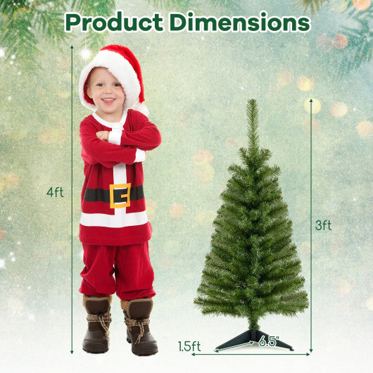36 Inch Unlit Artificial Christmas Mini Tree with Plastic Stand-Green - Color: Green - Size: 3 ft