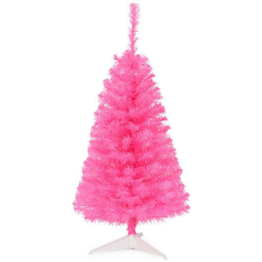 3 ft Premium Artificial Christmas Mini Tree with Stand-Pink - Color: Pink - Size: 3 ft