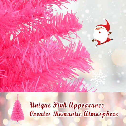 3 ft Premium Artificial Christmas Mini Tree with Stand-Pink - Color: Pink - Size: 3 ft