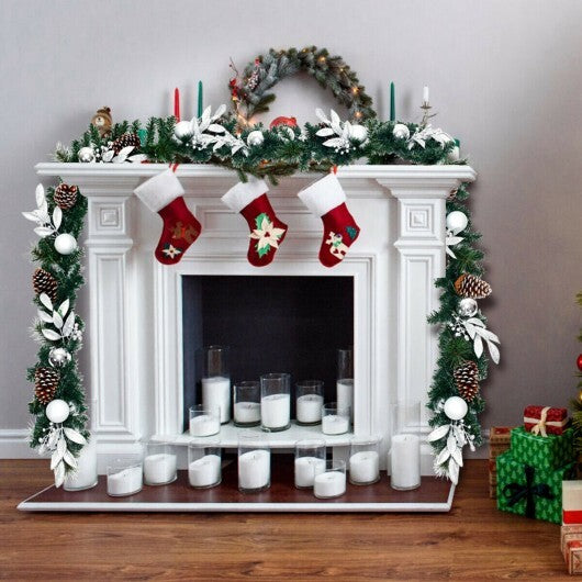 9 Feet Pre-Lit Artificial Christmas Garland with LED Lights - Color: Green - Size: 9 ft