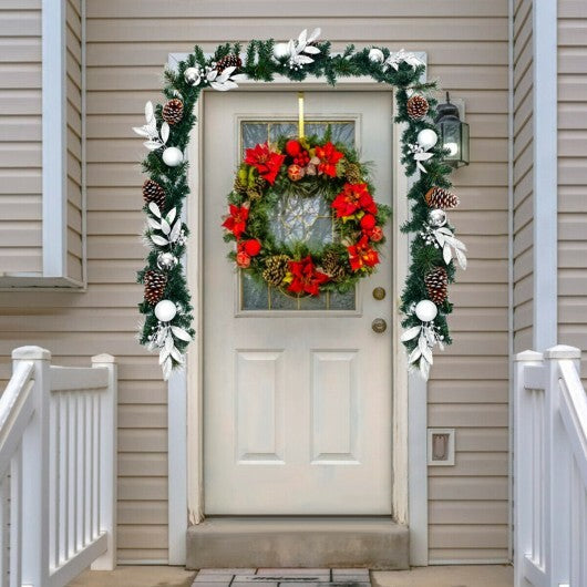 9 Feet Pre-Lit Artificial Christmas Garland with LED Lights - Color: Green - Size: 9 ft