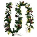 9 Feet Pre-Lit Artificial Christmas Garland with LED Lights - Color: Green - Size: 9 ft