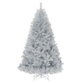 6 Feet Hinged Unlit Artificial Silver Tinsel Christmas Tree with Metal Stand - Color: Silver - Size: 6 ft