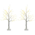 Set of 2 Pre-lit White Twig Birch Tree Battery Powered for Christmas Holiday - Color: White - Size: 2 ft