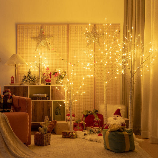 Pre-lit White Twig Birch Tree for Christmas Holiday with LED Lights-4 ft - Color: White - Size: 4 ft