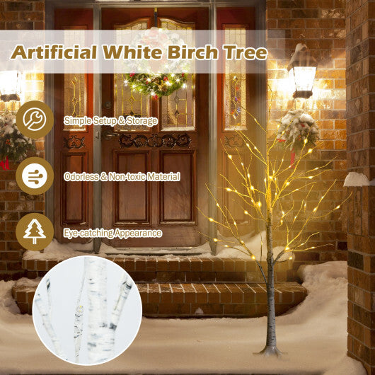 Pre-lit White Twig Birch Tree for Christmas Holiday with LED Lights-4 ft - Color: White - Size: 4 ft