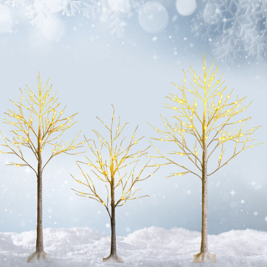 Pre-lit White Twig Birch Tree for Christmas Holiday with LED Lights-4 ft - Color: White - Size: 4 ft