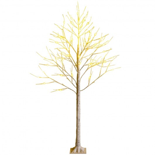 Pre-lit White Twig Birch Tree for Christmas Holiday with LED Lights-6 ft - Color: White - Size: 6 ft