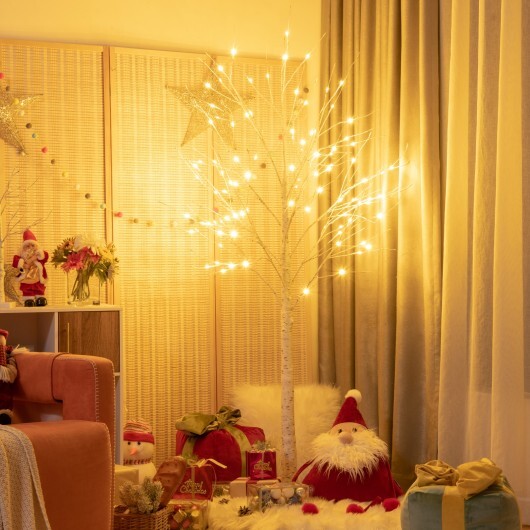 Pre-lit White Twig Birch Tree for Christmas Holiday with LED Lights-6 ft - Color: White - Size: 6 ft
