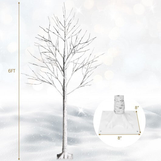 Pre-lit White Twig Birch Tree for Christmas Holiday with LED Lights-6 ft - Color: White - Size: 6 ft