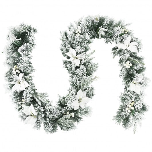 9 Feet Pre-Lit Artificial Christmas Garland with 50 LED Lights - Color: White - Size: 9 ft