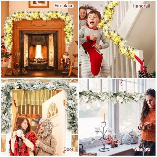 9 Feet Pre-Lit Artificial Christmas Garland with 50 LED Lights - Color: White - Size: 9 ft