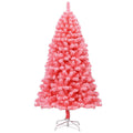 Pink Christmas Tree with Snow Flocked PVC Tips and Metal Stand-4.5 ft