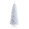 Slim Artificial Christmas Pencil Tree with PVC Needles and Folding Metal Stand-5' - Color: White - Size: 6 ft