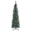 Snowy Artificial Pencil Christmas Tree with Pine Cones-5 ft - Color: Green - Size: 5 ft