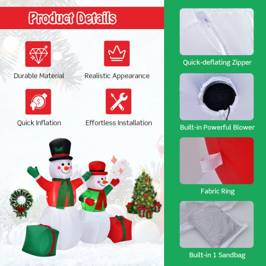 6 Feet Christmas Inflatable Snowmen Blow Up Christmas Decoration - Color: White - Size: 6 ft