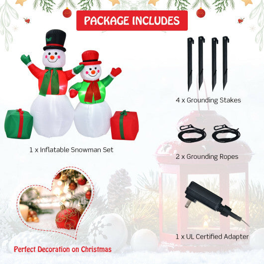 6 Feet Christmas Inflatable Snowmen Blow Up Christmas Decoration - Color: White - Size: 6 ft