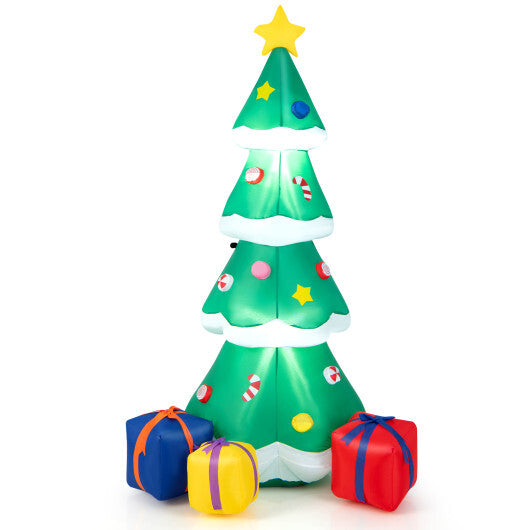 6 Feet Tall Blow up Christmas Tree with 3 Gift Boxes - Color: Multicolor - Size: 6 ft