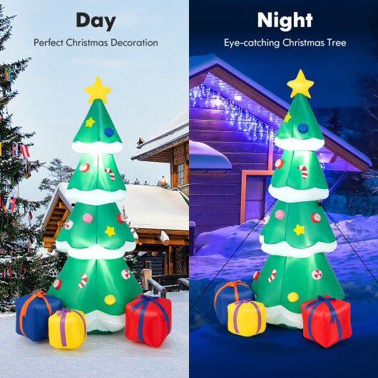 6 Feet Tall Blow up Christmas Tree with 3 Gift Boxes - Color: Multicolor - Size: 6 ft