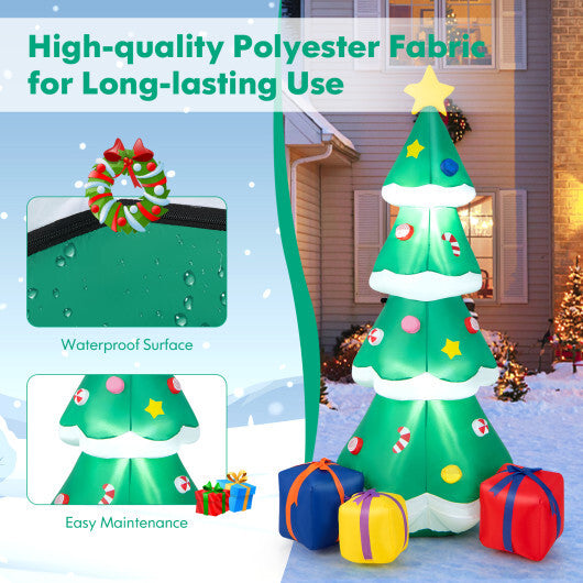 6 Feet Tall Blow up Christmas Tree with 3 Gift Boxes - Color: Multicolor - Size: 6 ft