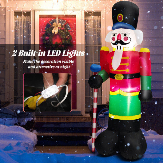 8 Feet Inflatable Nutcracker Soldier with 2 Built-in LED Lights - Color: Multicolor
