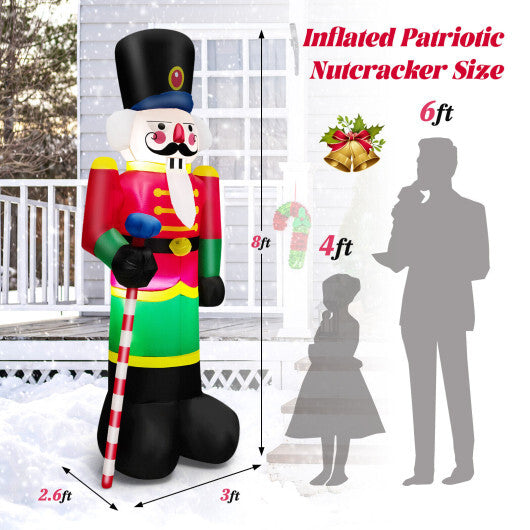 8 Feet Inflatable Nutcracker Soldier with 2 Built-in LED Lights - Color: Multicolor