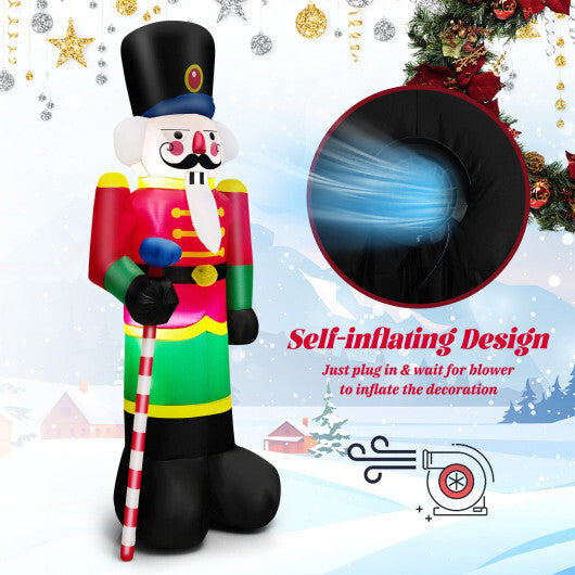 8 Feet Inflatable Nutcracker Soldier with 2 Built-in LED Lights - Color: Multicolor