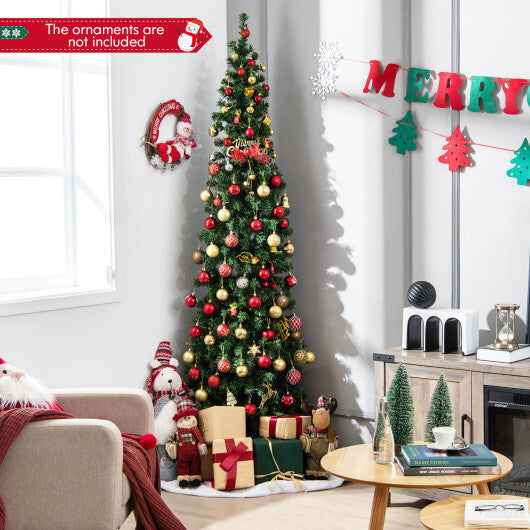 7 Feet Prelit Half-Shape Christmas Tree with 8 Lighting Modes