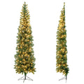 7 Feet Prelit Half-Shape Christmas Tree with 8 Lighting Modes - Color: Green - Size: 7 ft