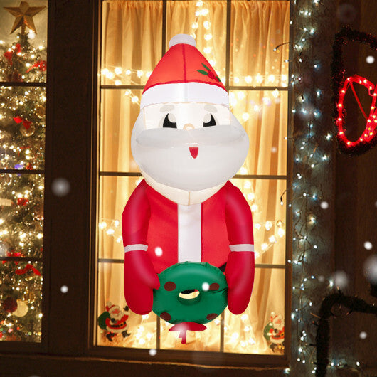 3.3 Feet Lighted Inflatable Santa Claus Broke Out from Window - Color: Red