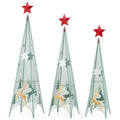 3/3.5/4 Feet Set of 3 Tower Shaped Christmas Trees with Removable Star Toppers - Color: Multicolor - Size: 3/3.5/4 ft