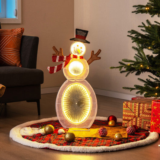 2.6 Feet Lighted Snowman with LED Lights and Metal Stand - Color: Multicolor - Size: 2.6 ft