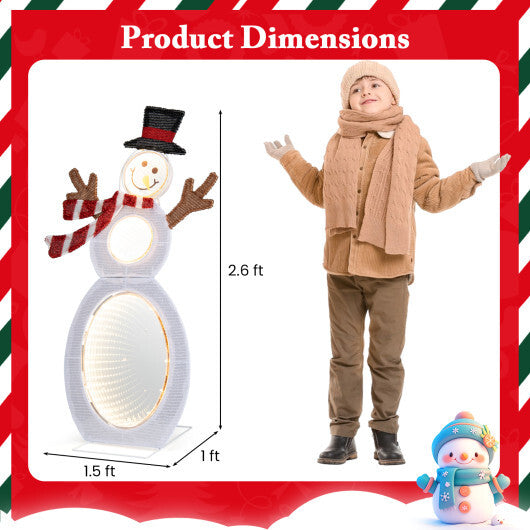 2.6 Feet Lighted Snowman with LED Lights and Metal Stand - Color: Multicolor - Size: 2.6 ft