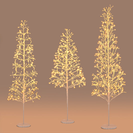 5/6/7 FT Lighted Birch Tree  Pre-lit Twig Tree with 240/320/456 Warm White Light LED Lights-6 FT - Color: White - Size: 6 ft