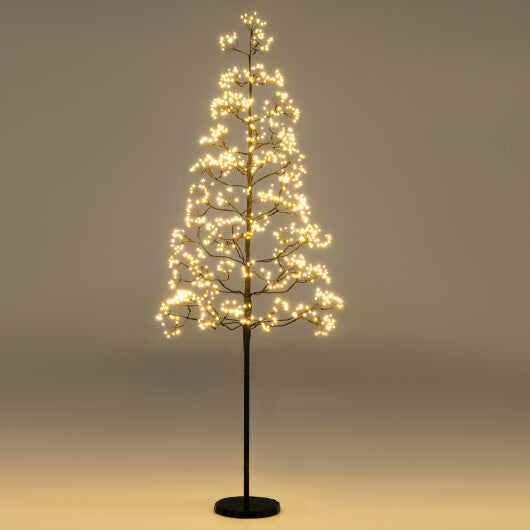 5/6/7 FT Lighted Alpine Tree with Warm White Light LED Lights Pre-lit Artificial Cedar Tree with Weighted Base-5ft - Color: Black - Size: 5 ft