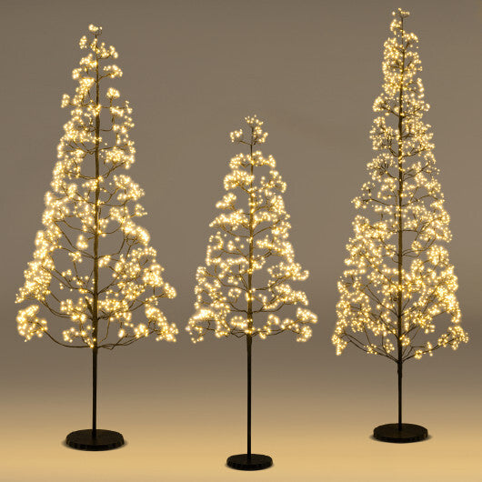 5/6/7 FT Lighted Alpine Tree with Warm White Light LED Lights Pre-lit Artificial Cedar Tree with Weighted Base-5ft - Color: Black - Size: 5 ft