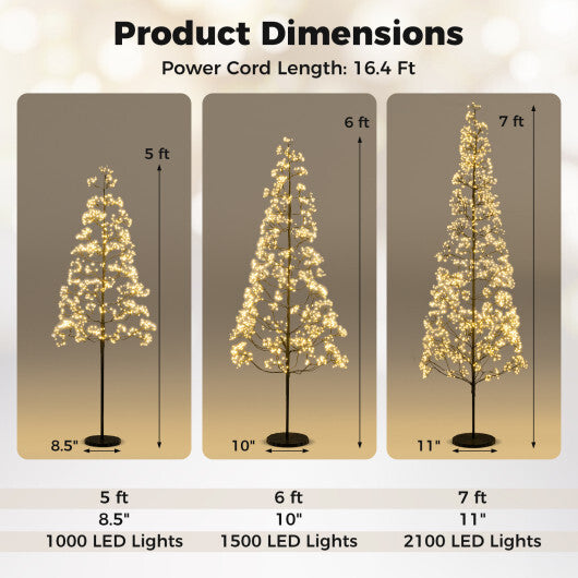 5/6/7 FT Lighted Alpine Tree with Warm White Light LED Lights Pre-lit Artificial Cedar Tree with Weighted Base-5ft - Color: Black - Size: 5 ft