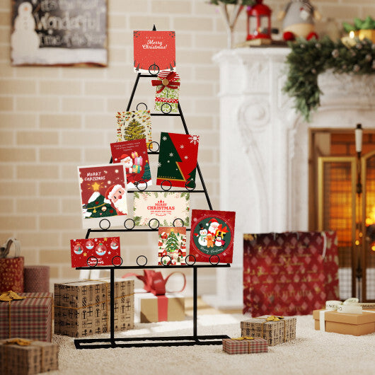 2 Pack Christmas Tree Photo Holder with 36 Round Clips and Metal Hanging Rack-Black - Color: Black