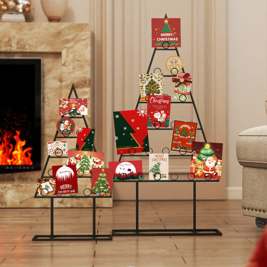 2 Pack Christmas Tree Photo Holder with 36 Round Clips and Metal Hanging Rack-Black - Color: Black