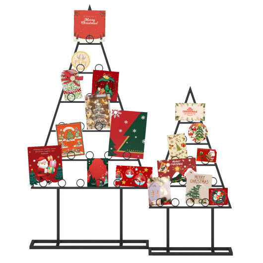 2 Pack Christmas Tree Photo Holder with 36 Round Clips and Metal Hanging Rack-Black - Color: Black