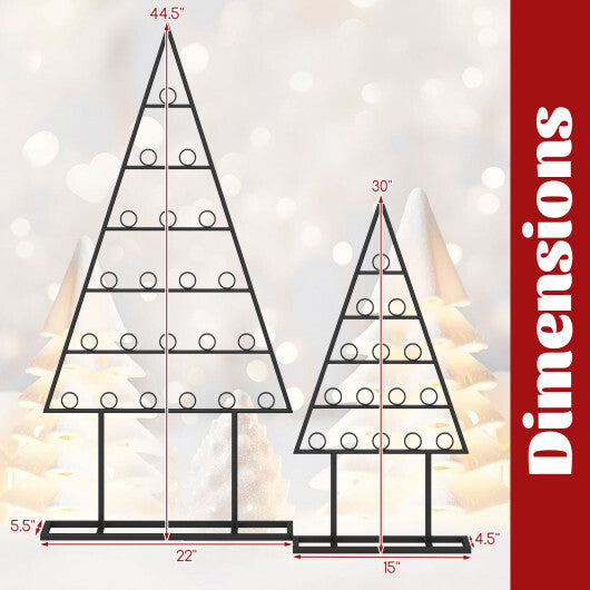 2 Pack Christmas Tree Photo Holder with 36 Round Clips and Metal Hanging Rack-Black - Color: Black