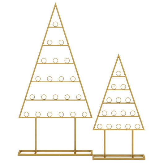 2 Pack Christmas Tree Photo Holder with 36 Round Clips and Metal Hanging Rack-Gloden - Color: Golden