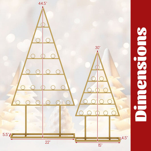 2 Pack Christmas Tree Photo Holder with 36 Round Clips and Metal Hanging Rack-Gloden - Color: Golden