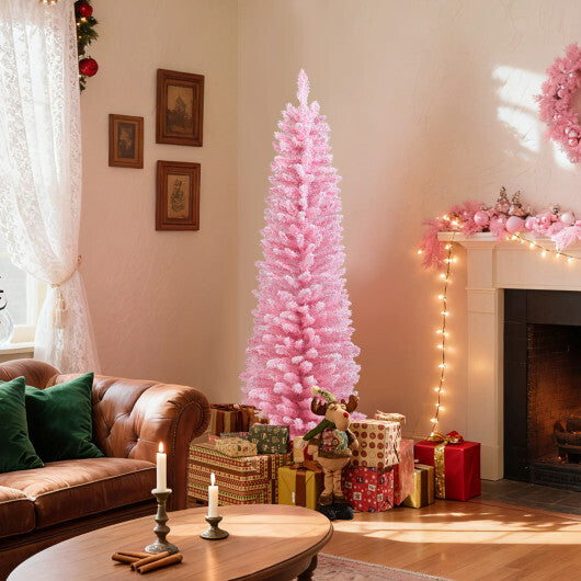 5 Feet Artificial Christmas Tree with 328 Branch Tips and Folding Metal Stand for Home